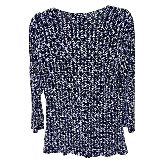 Liz Claiborne Women's M Blouse Wrap Front V Neck Abstract Stretch - Picture 5 of 10